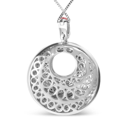 Red Enamel and .5 Diamond Endless Swirl Medallion 18" Pendant Necklace