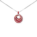 Red Enamel and .5 Diamond Endless Swirl Medallion 18" Pendant Necklace