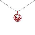 Red Enamel and .5 Diamond Endless Swirl Medallion 18" Pendant Necklace