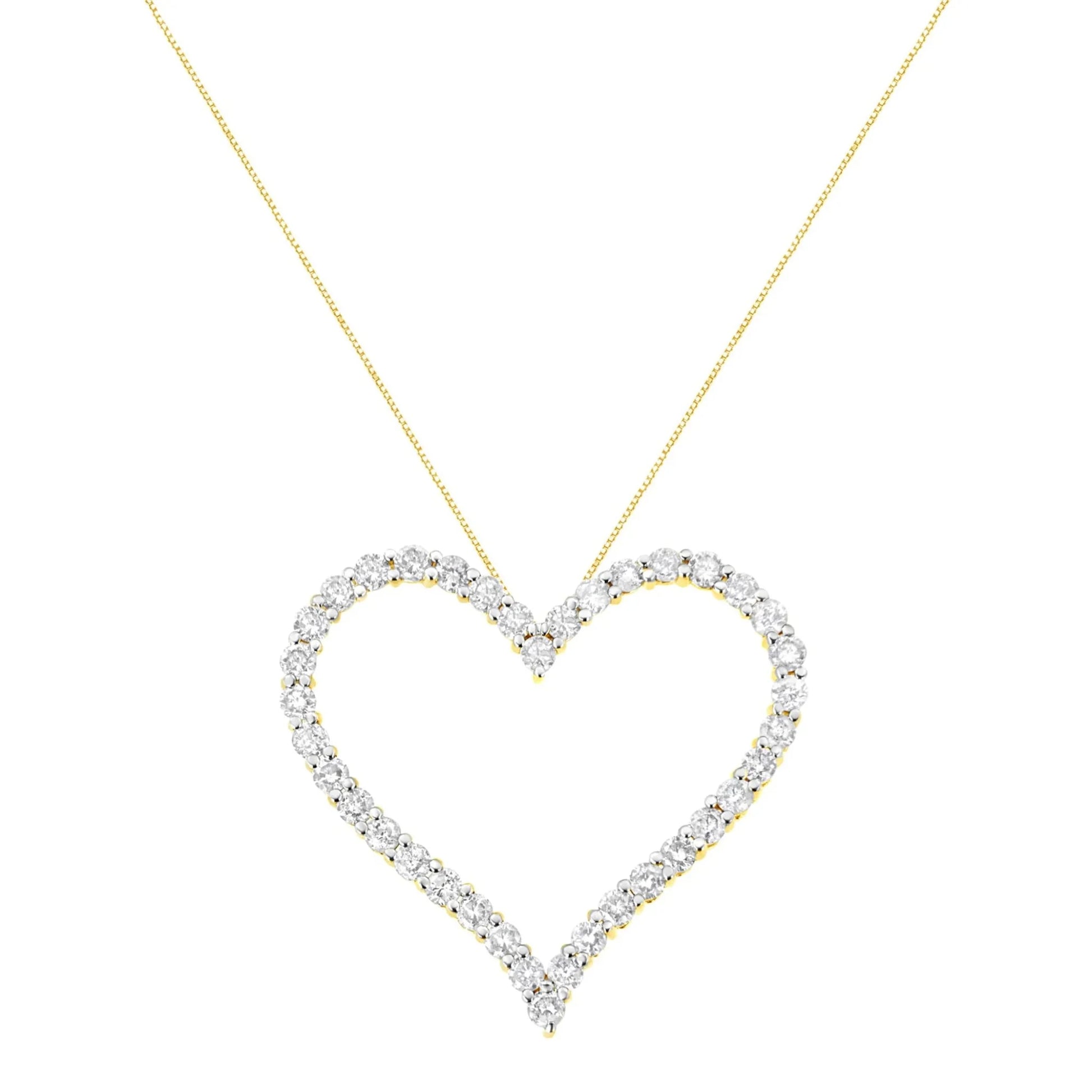 Round-Cut Diamond Open Heart Pendant Necklace