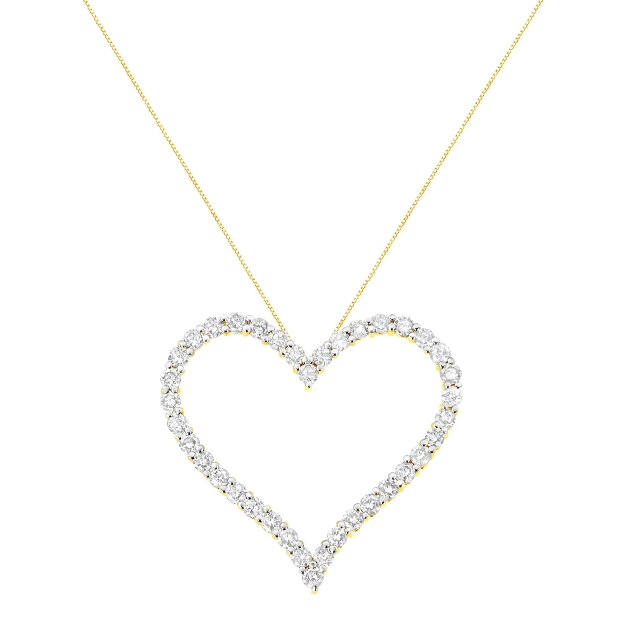 Round-Cut Diamond Open Heart Pendant Necklace