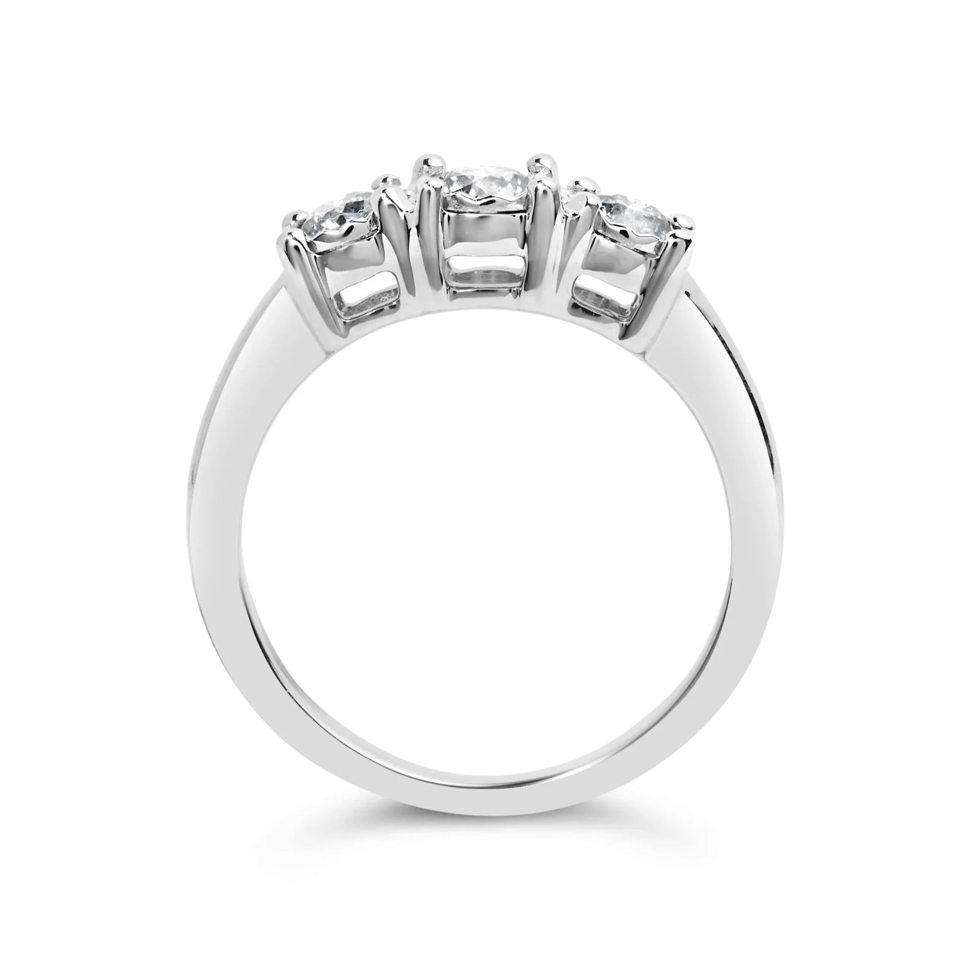 Round Lab Grown Diamond Three Stone Illusion Plate Ring