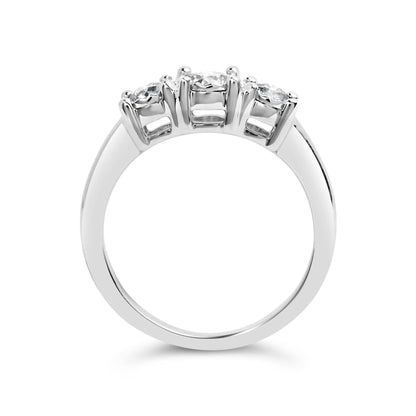 Round Lab Grown Diamond Three Stone Illusion Plate Ring