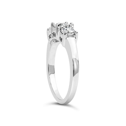 Round Lab Grown Diamond Three Stone Illusion Plate Ring