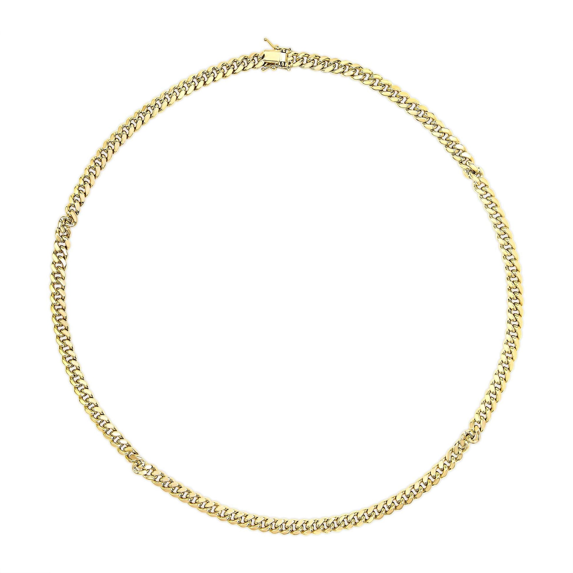 Semi - Solid 14K Yellow Gold 6.1mm Classic Miami Cuban Chain Necklace - Nobiliving