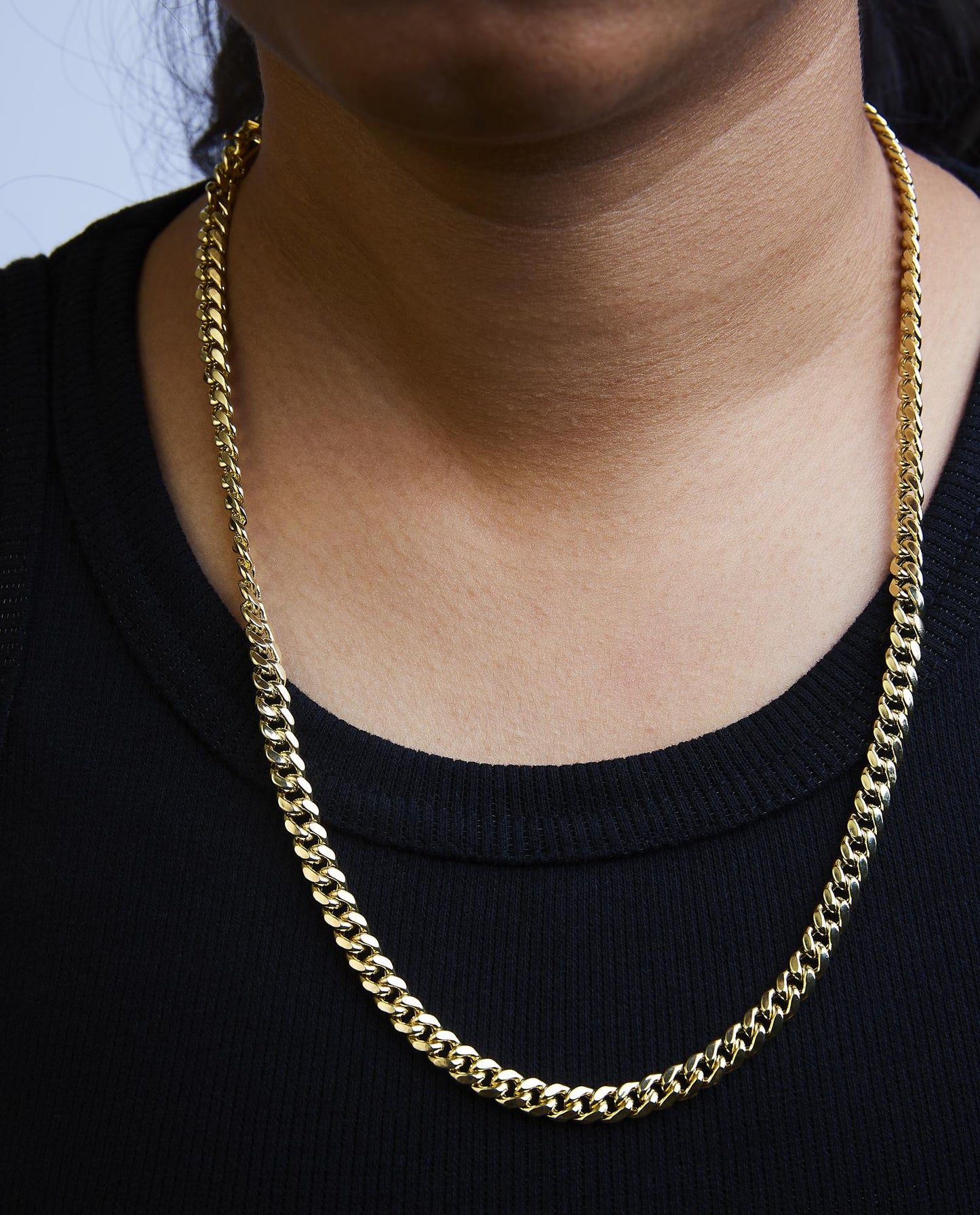 Semi - Solid 14K Yellow Gold 6.1mm Classic Miami Cuban Chain Necklace - Nobiliving