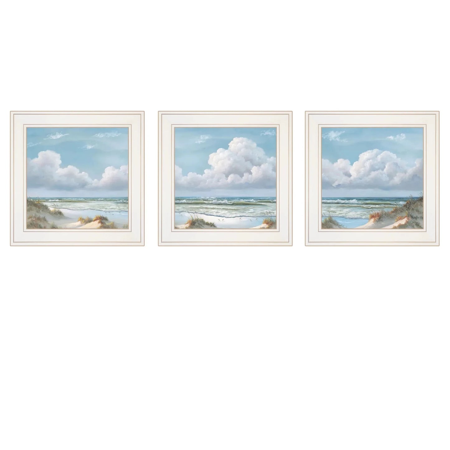 Set Of Three Beautiful Day Iii Iii White Framed Print Wall Art - Nobiliving