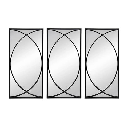 Set of Three Black Iron Framed Accent Mirror - Nobiliving