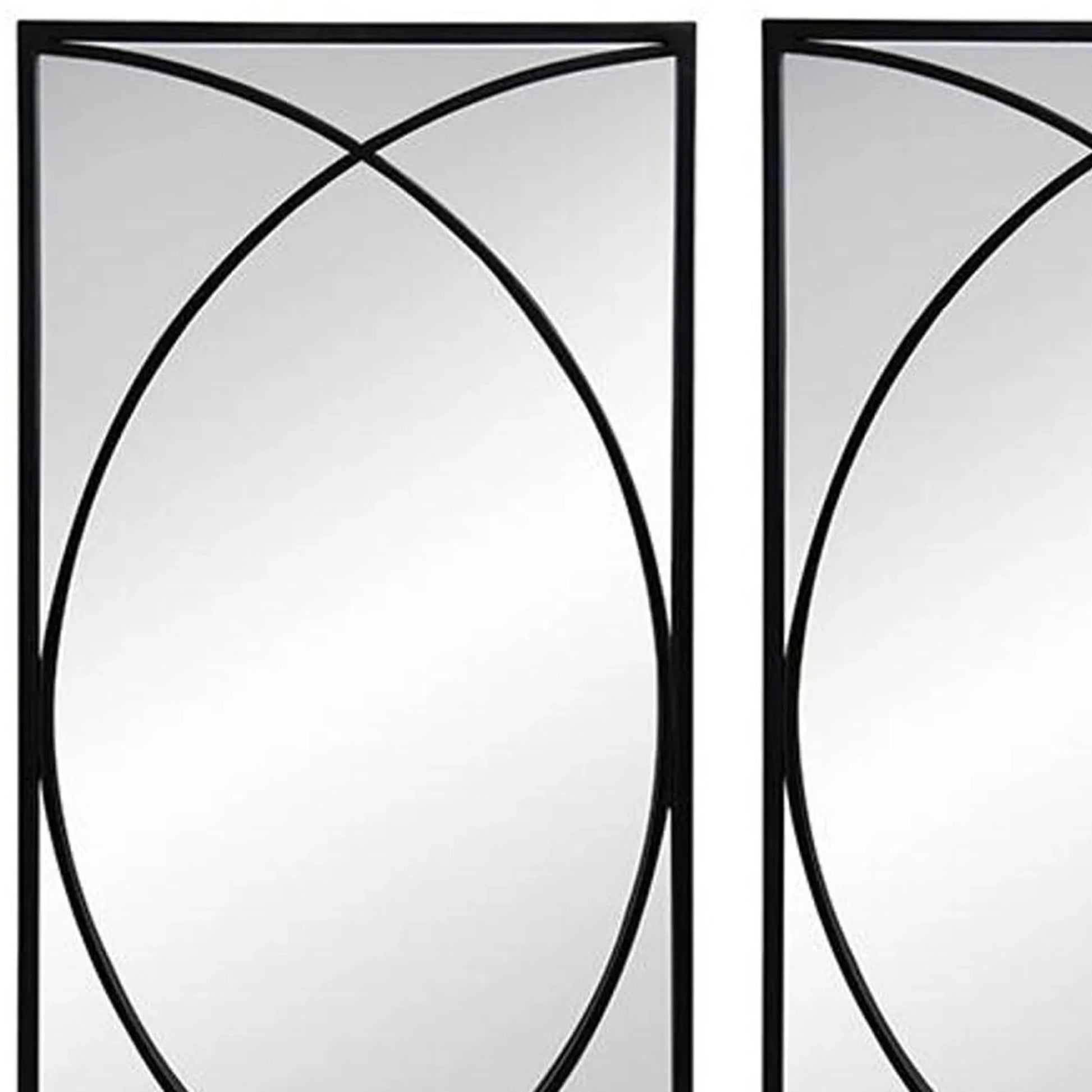 Set of Three Black Iron Framed Accent Mirror - Nobiliving