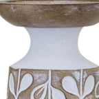 Set of Three Brown and White Stone Powder Botanical Leaf Tabletop Pillar Candle Holders - Nobiliving