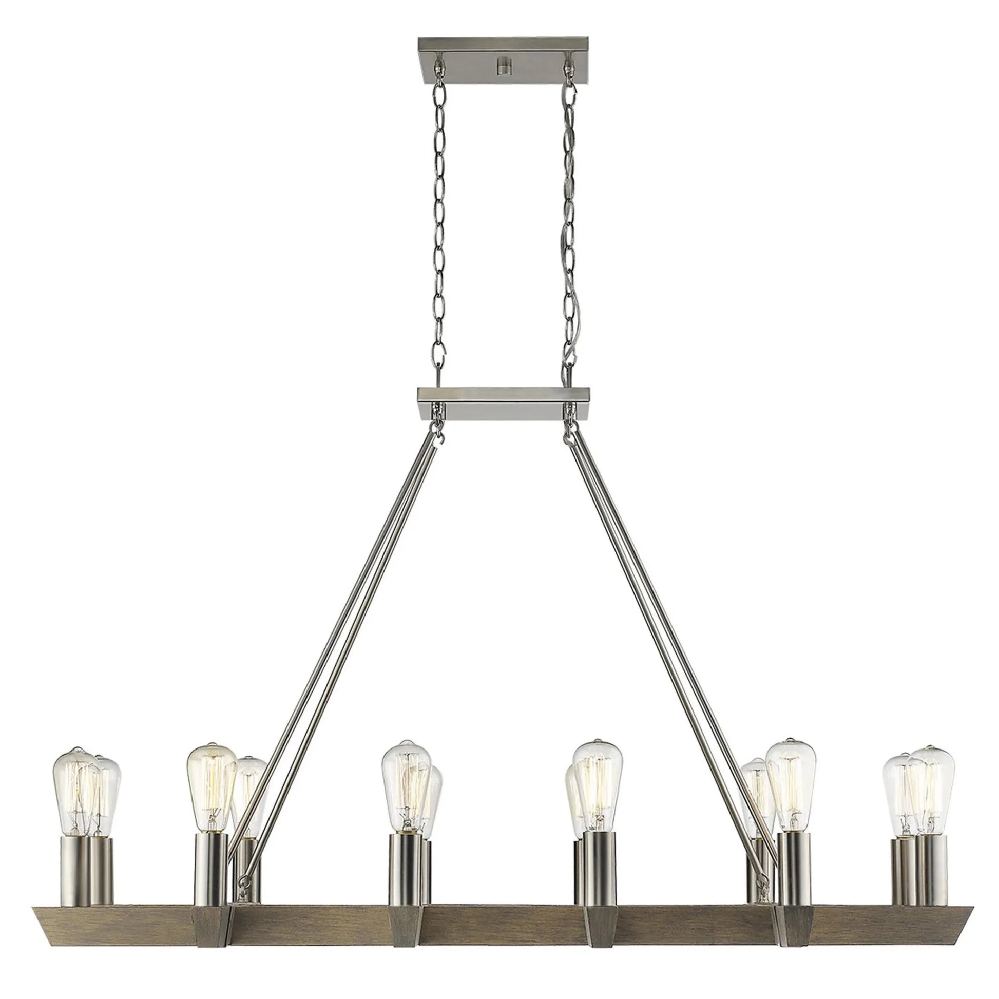 Silver Kitchen Island Twelve Light Metal Dimmable Chandelier - Nobiliving