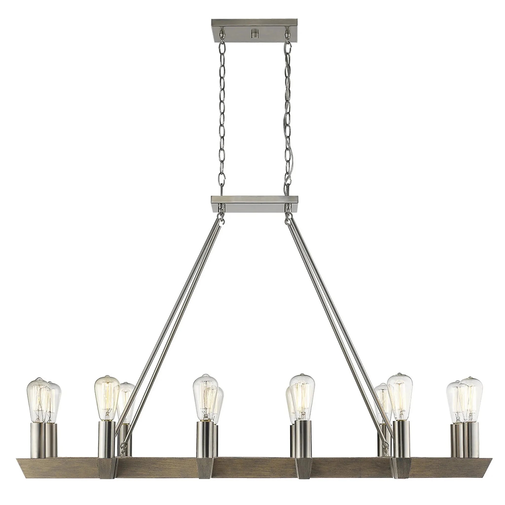 Silver Kitchen Island Twelve Light Metal Dimmable Chandelier - Nobiliving