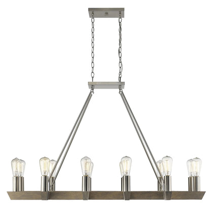 Silver Kitchen Island Twelve Light Metal Dimmable Chandelier - Nobiliving