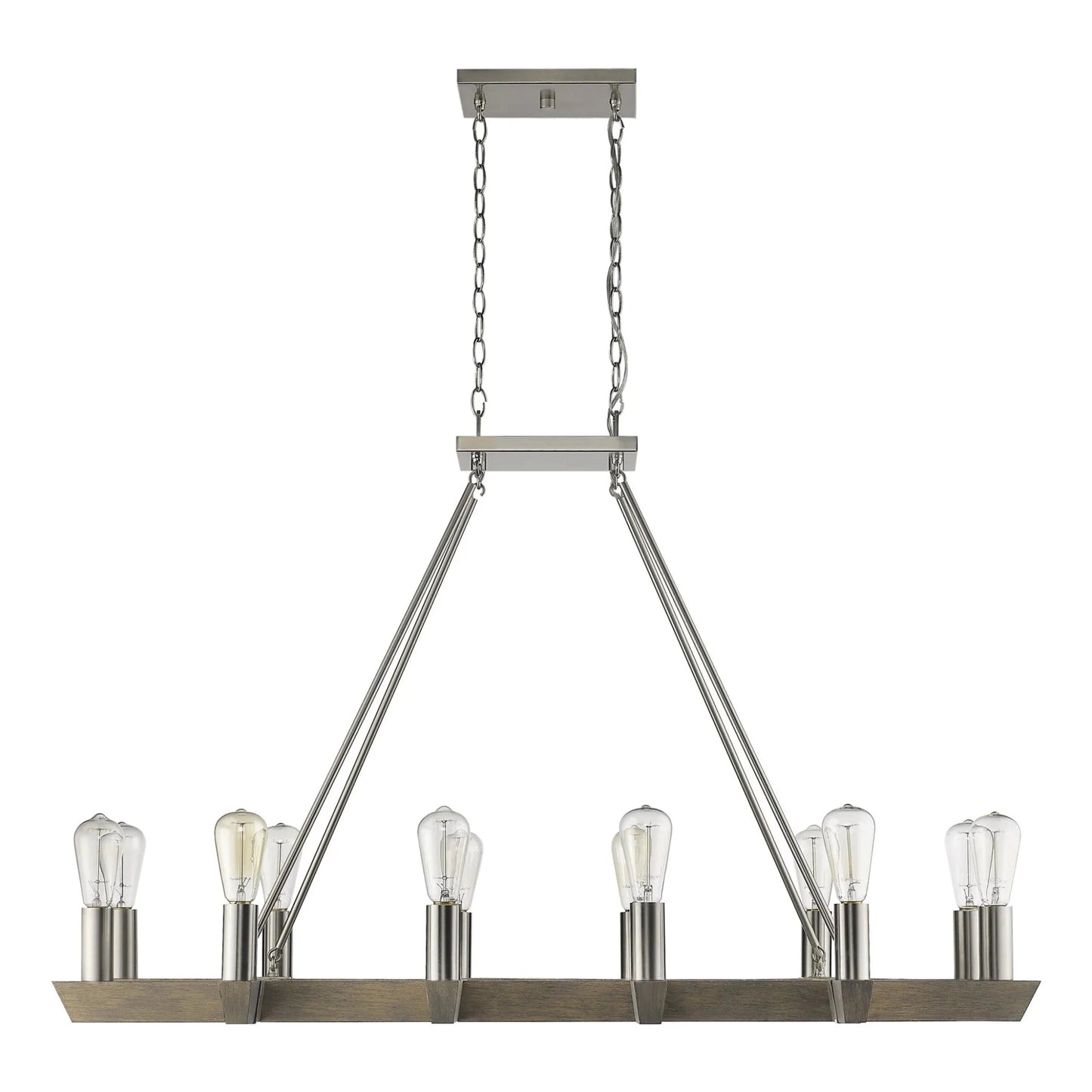 Silver Kitchen Island Twelve Light Metal Dimmable Chandelier - Nobiliving