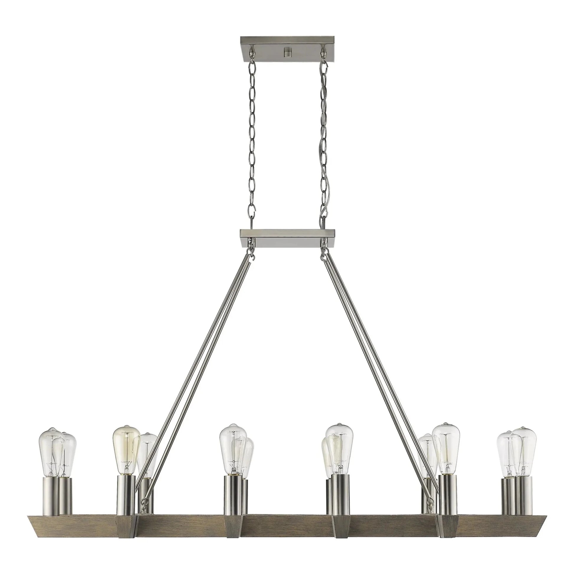 Silver Kitchen Island Twelve Light Metal Dimmable Chandelier - Nobiliving