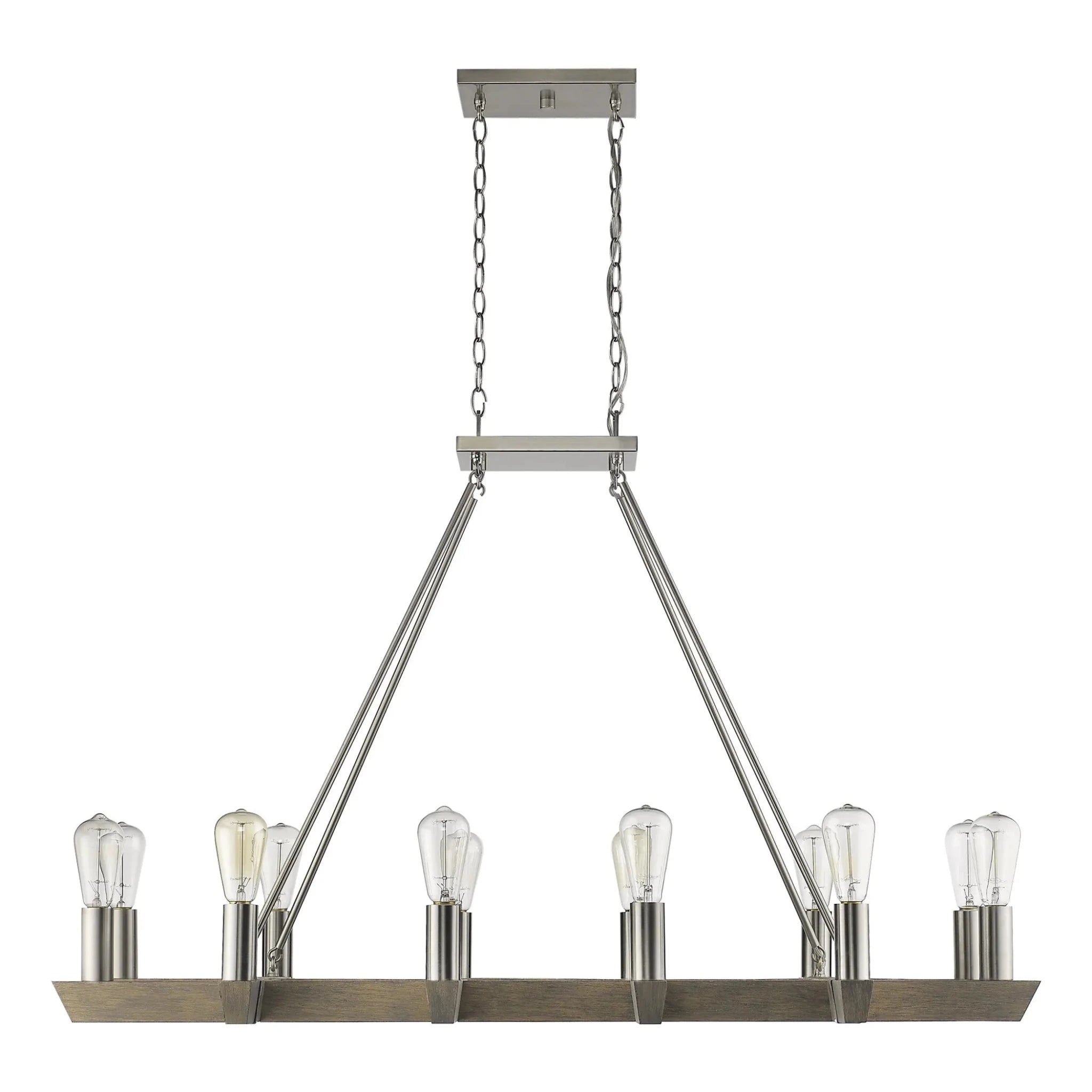 Silver Kitchen Island Twelve Light Metal Dimmable Chandelier - Nobiliving