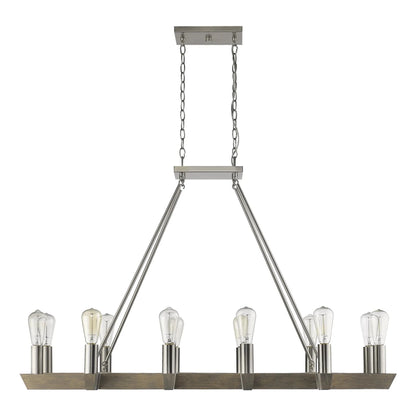 Silver Kitchen Island Twelve Light Metal Dimmable Chandelier - Nobiliving