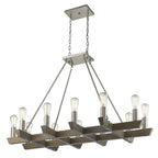 Silver Kitchen Island Twelve Light Metal Dimmable Chandelier - Nobiliving