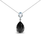 Sky Blue Topaz and Pear Cut Black Onyx Dangle Drop Necklace