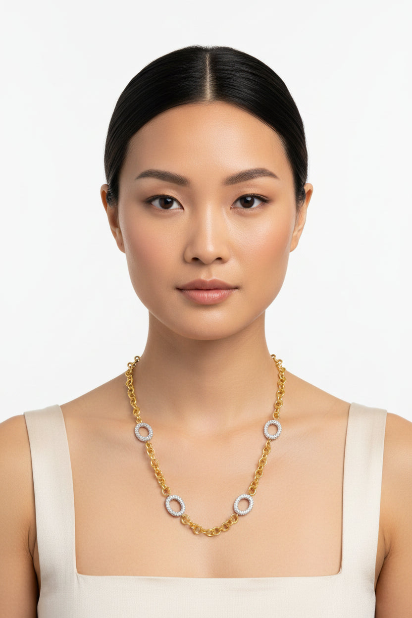 Sterling Silver Mini Clear Cubic Zirconia Necklace - Collete Z