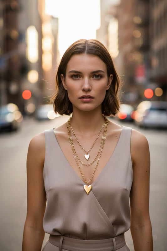 Triple Layer Small and Medium Helena Pendant Necklace
