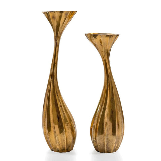 Tulipan Wavy Pillar Candleholders - Set of 2