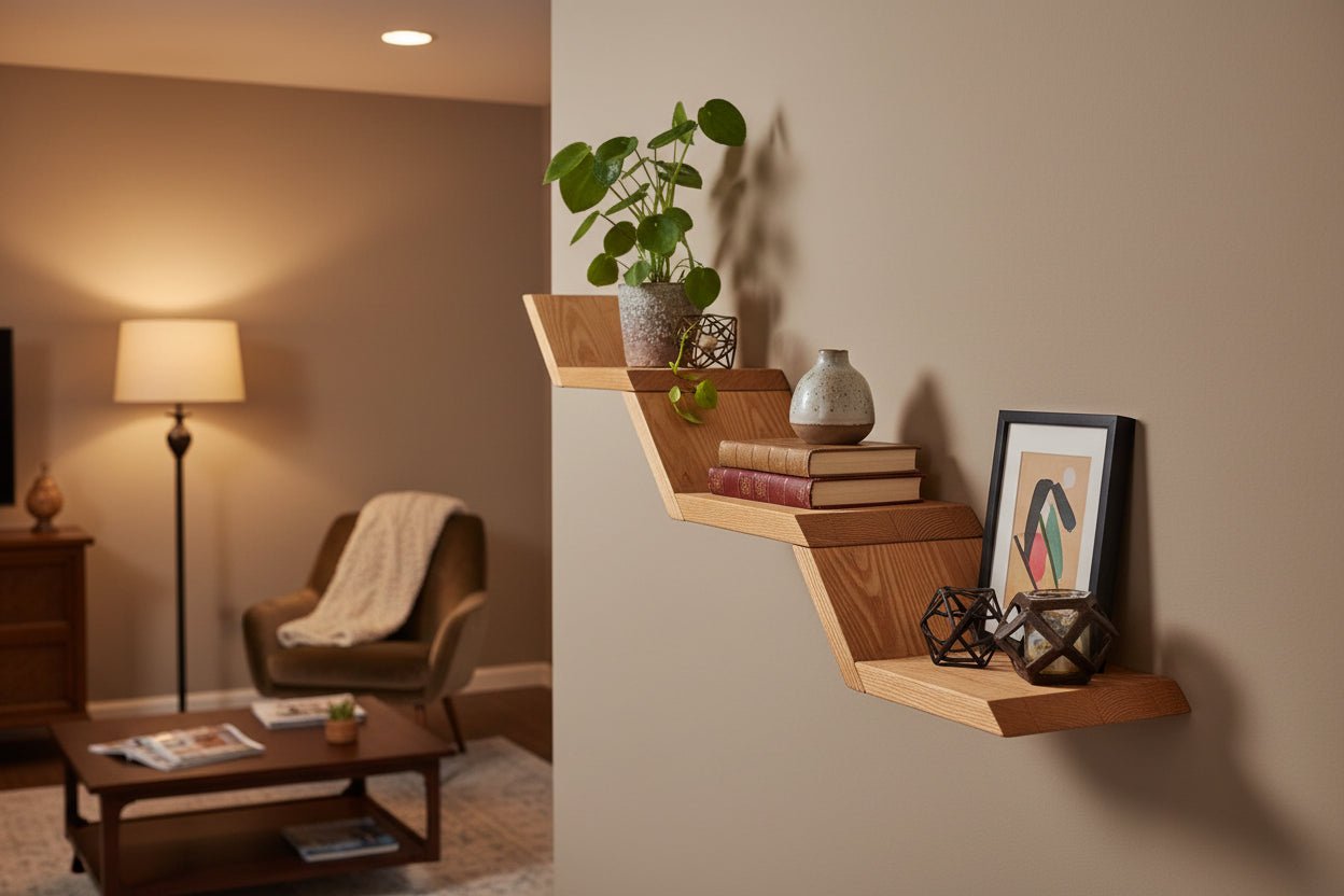 Unique Floating Wood Lean shelf