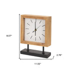 Wood Metal Square Table Clock Decor