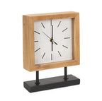 Wood Metal Square Table Clock Decor
