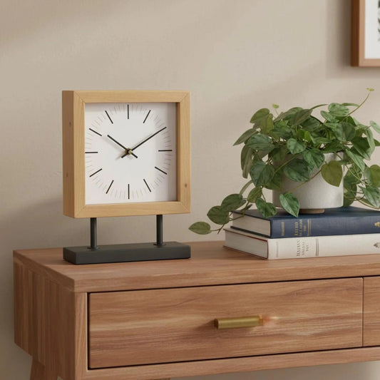 Wood Metal Square Table Clock - Nobiliving