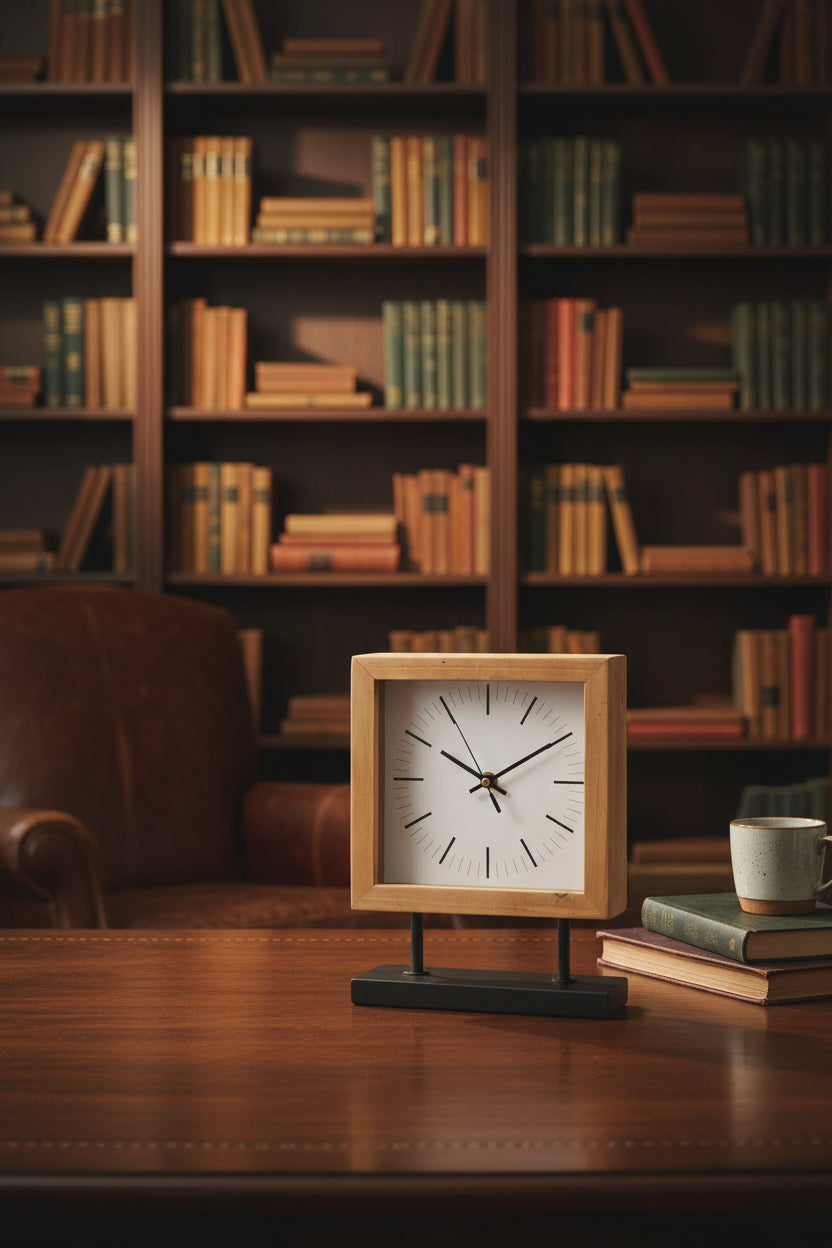 Wood Metal Square Table Clock - Nobiliving