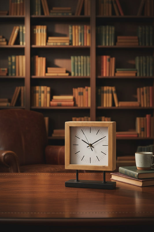 Wood Metal Square Table Clock - Nobiliving